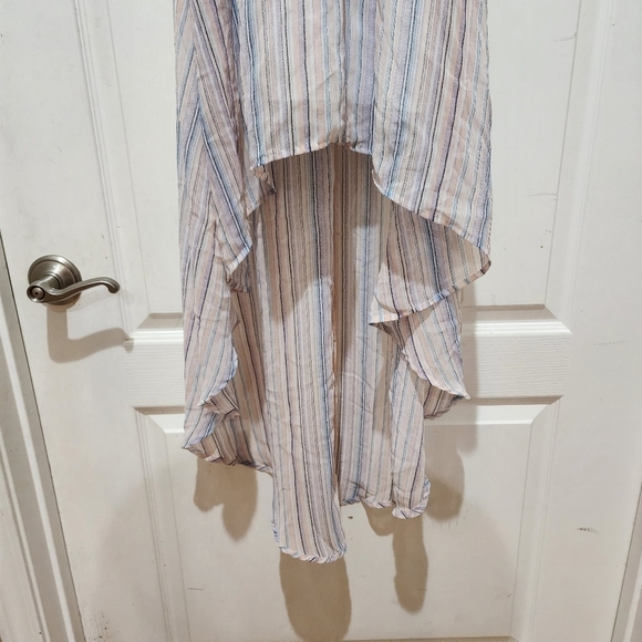Lily Rose Hi low off shoulder pastel stripe Midi dress Size M - Picture 3 of 10